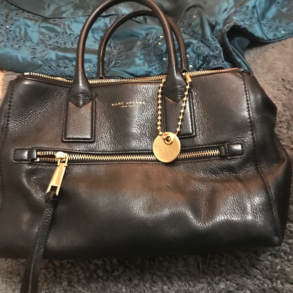 Marc Jacobs black leather bag with big handles - Picture 1 of 4